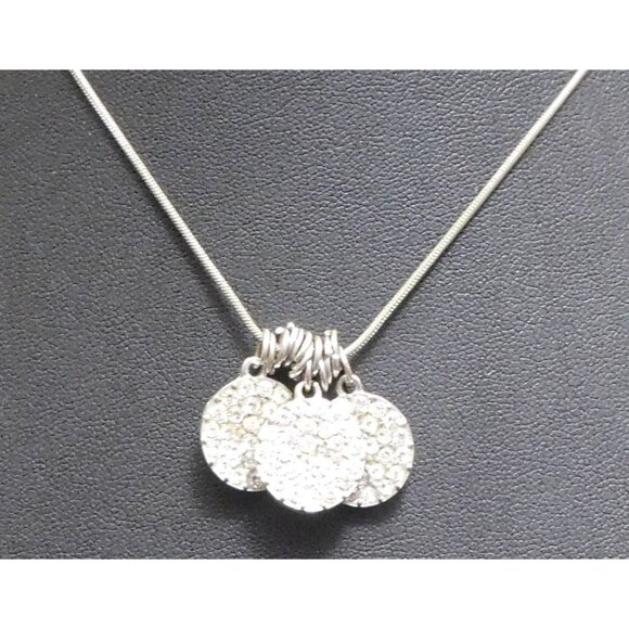 Casual Glam Triple Rhinestone Medallion Silver Tone Necklace - Picture 5 of 6